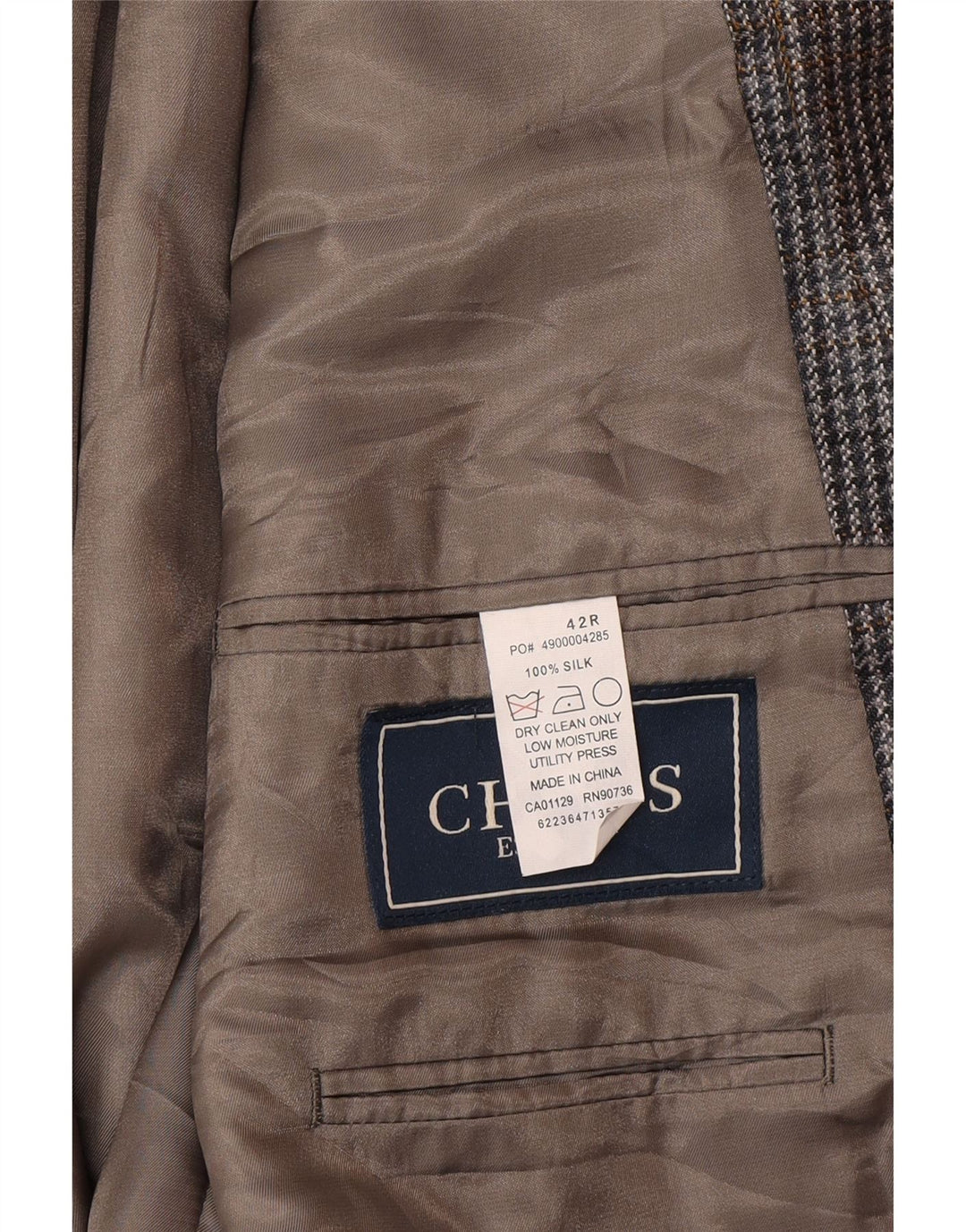 Giacca blazer a 2 bottoni da uomo Chaps UK 42 XL pied de poule grigio