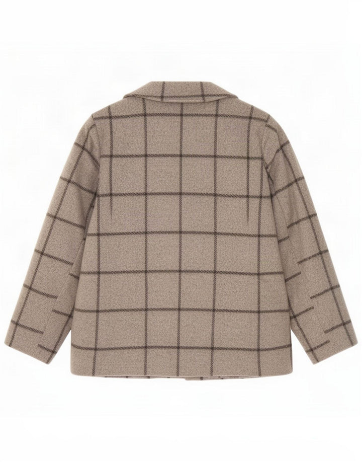 Jasper Conran Giacca Blazer a 3 Bottoni da Donna UK 16 Large Grey Check Wool