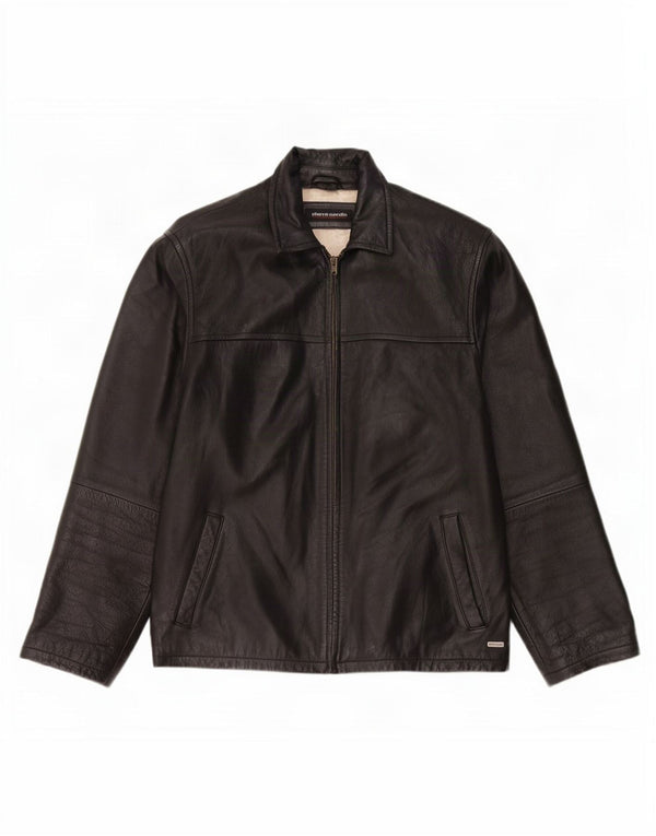 Giacca in pelle da uomo Pierre Cardin UK 40 grande nera