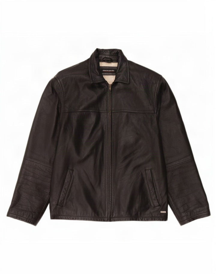 Giacca in pelle da uomo Pierre Cardin UK 40 grande nera