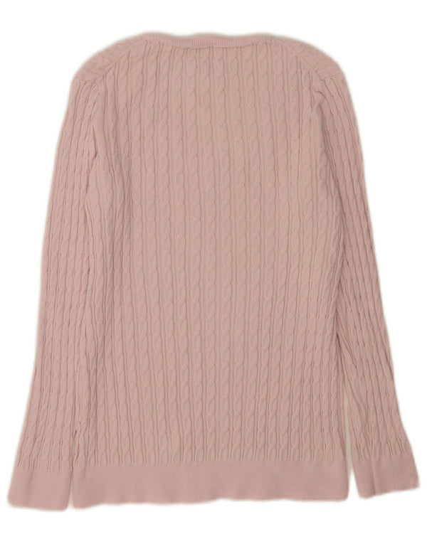 Maglione maglione con scollo a V da donna Tommy Hilfiger UK 14 grande cotone rosa