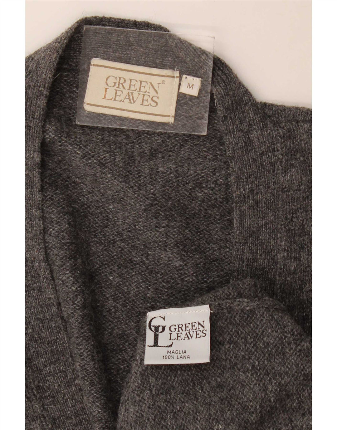 Maglione cardigan senza maniche da uomo Green Leaves in lana grigio medio