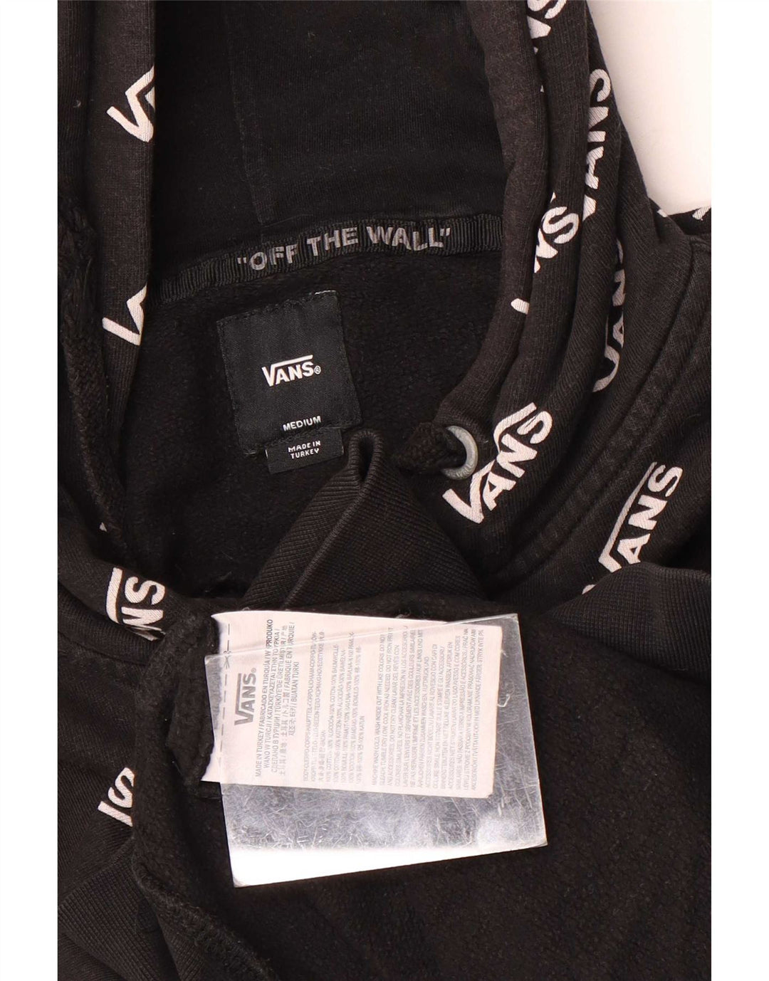 Felpa con cappuccio grafica da uomo Vans, cotone medio nero