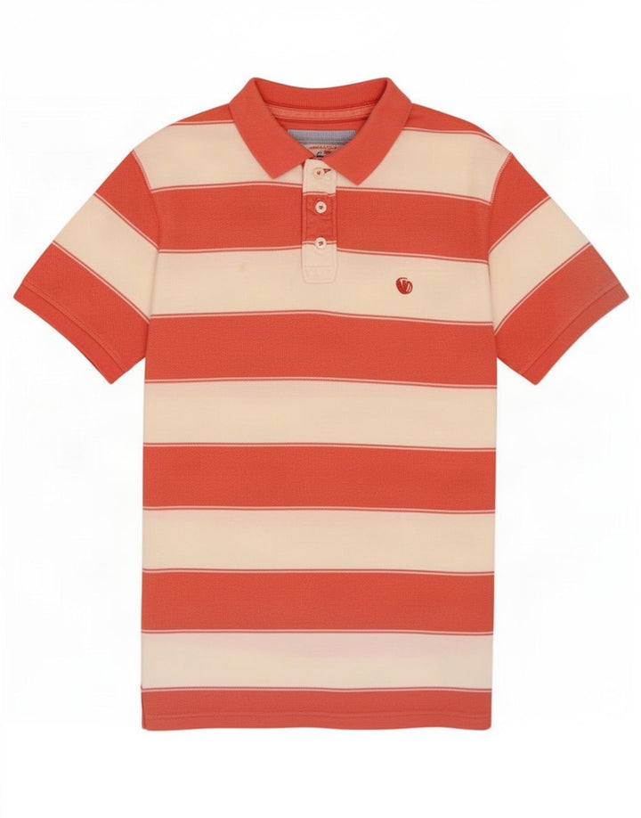 Polo da uomo Fat Face in cotone a righe rosa medio