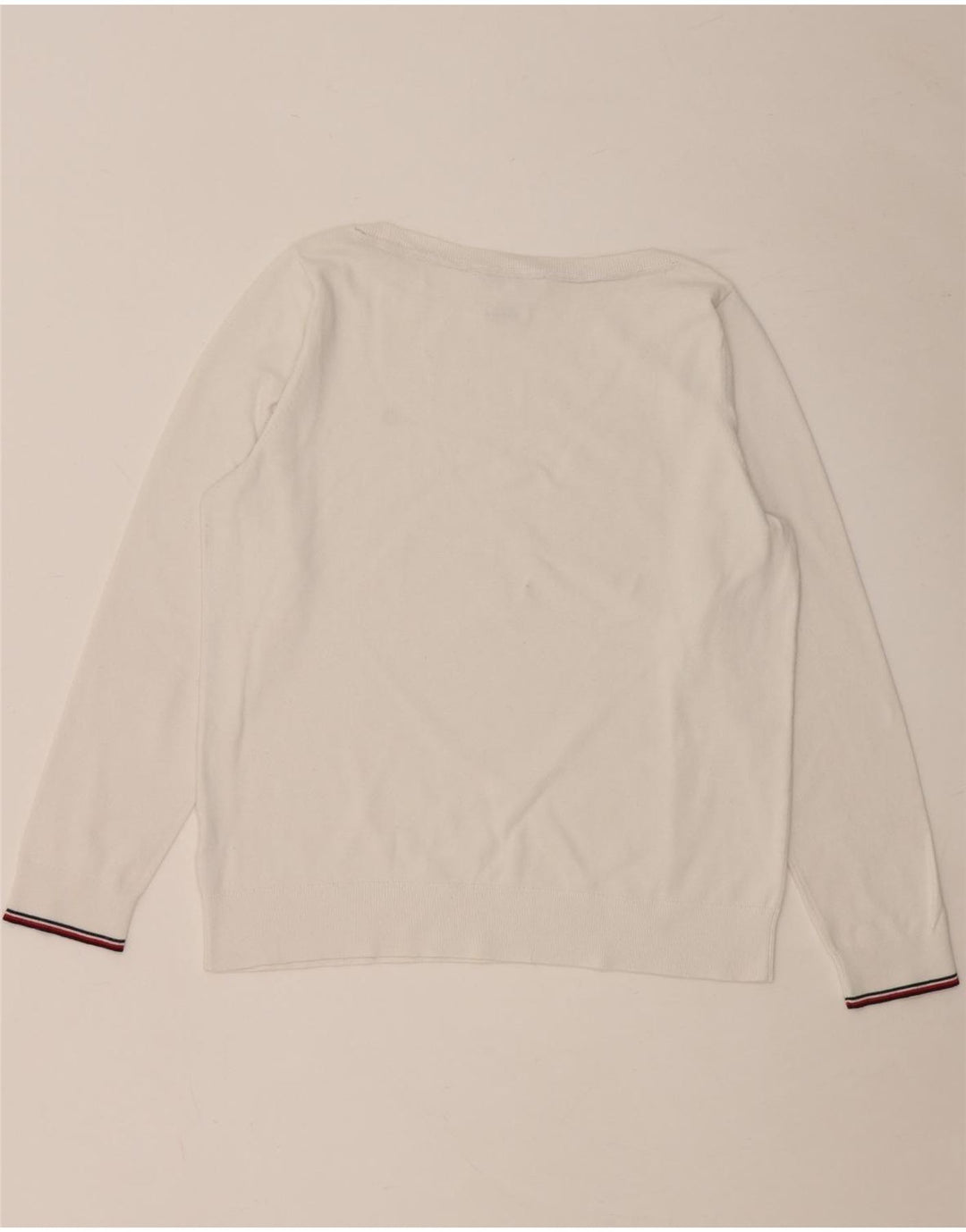 TOMMY HILFIGER Maglione da donna con scollo a barca UK 14 Medio Bianco