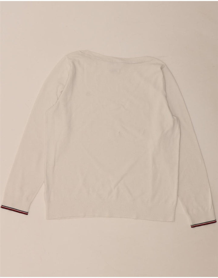 TOMMY HILFIGER Maglione da donna con scollo a barca UK 14 Medio Bianco