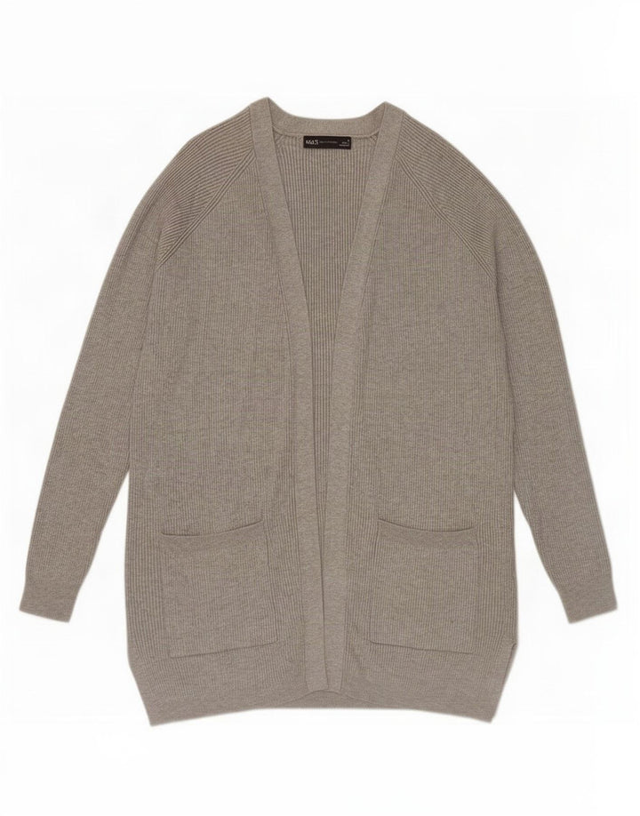 Maglione cardigan oversize da donna Marks & Spencer UK 10 piccolo in viscosa grigia