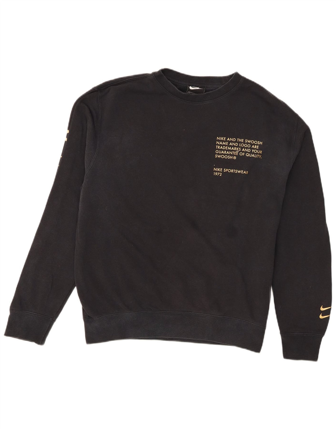 Felpa con grafica Swoosh Nike da uomo, cotone medio nero