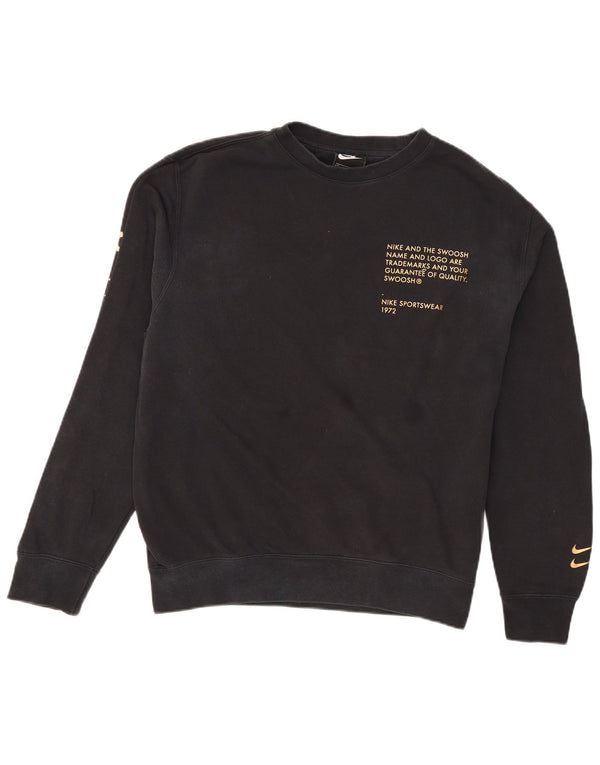 Felpa con grafica Swoosh Nike da uomo, cotone medio nero