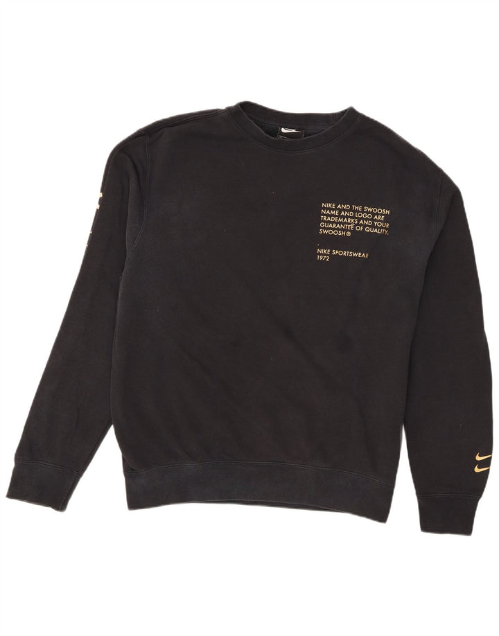 Felpa con grafica Swoosh Nike da uomo, cotone medio nero