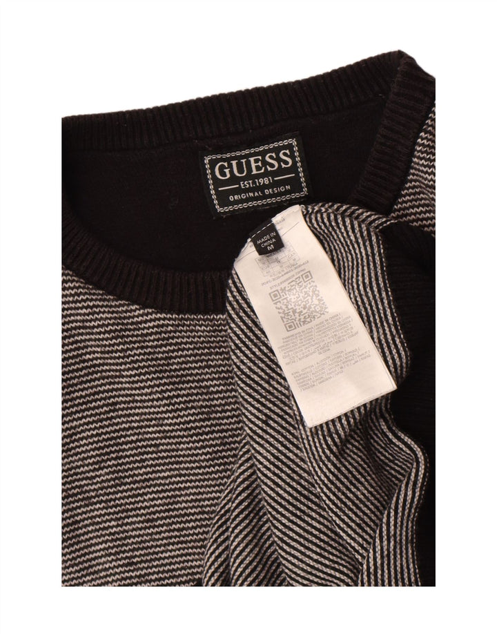 Maglione maglione girocollo da uomo Guess in cotone a righe nere medie