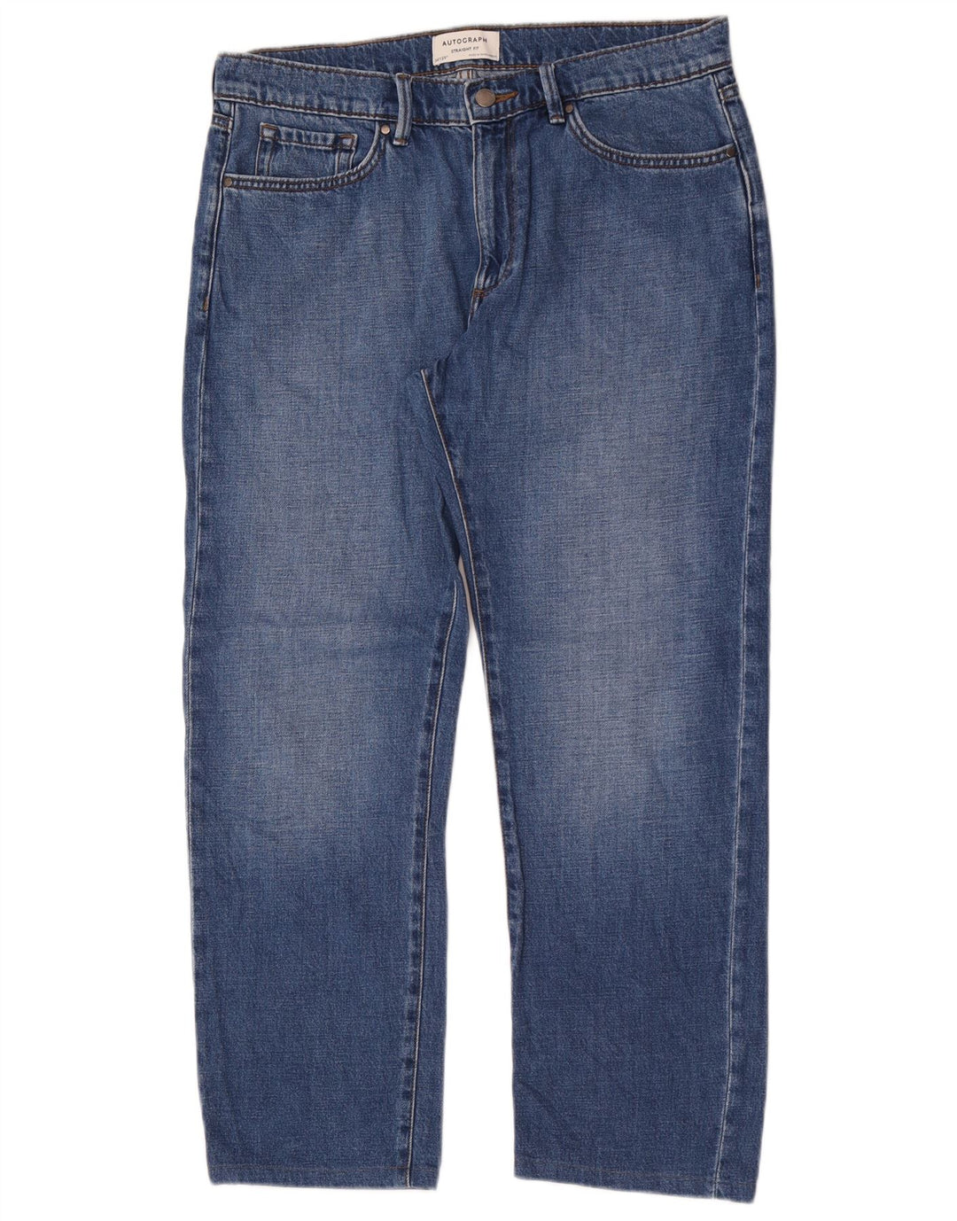Jeans dritti autografi da uomo Marks & Spencer W34 L29 cotone blu