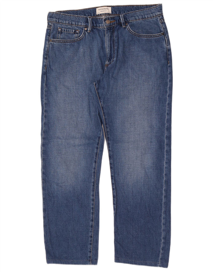 Jeans dritti autografi da uomo Marks & Spencer W34 L29 cotone blu