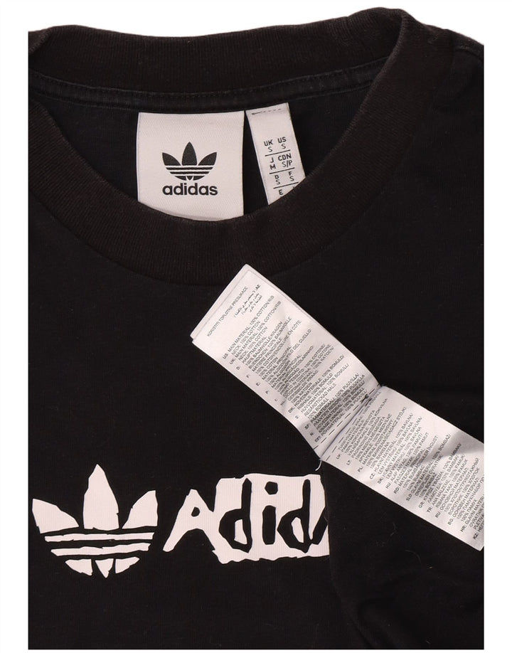 T-shirt grafica da uomo Adidas Top piccola in cotone nero