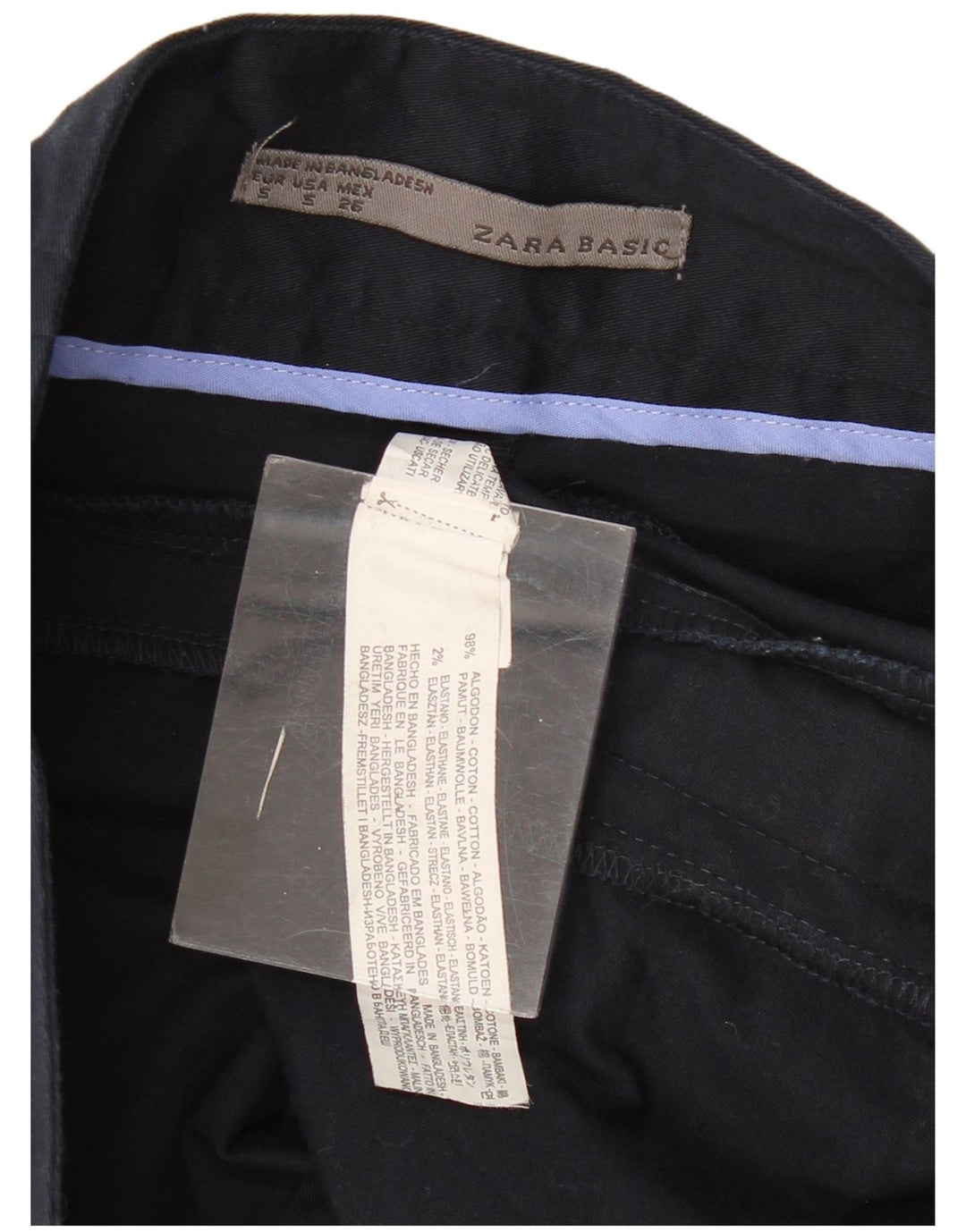 Gonna dritta da donna Zara piccola W26 in cotone blu navy