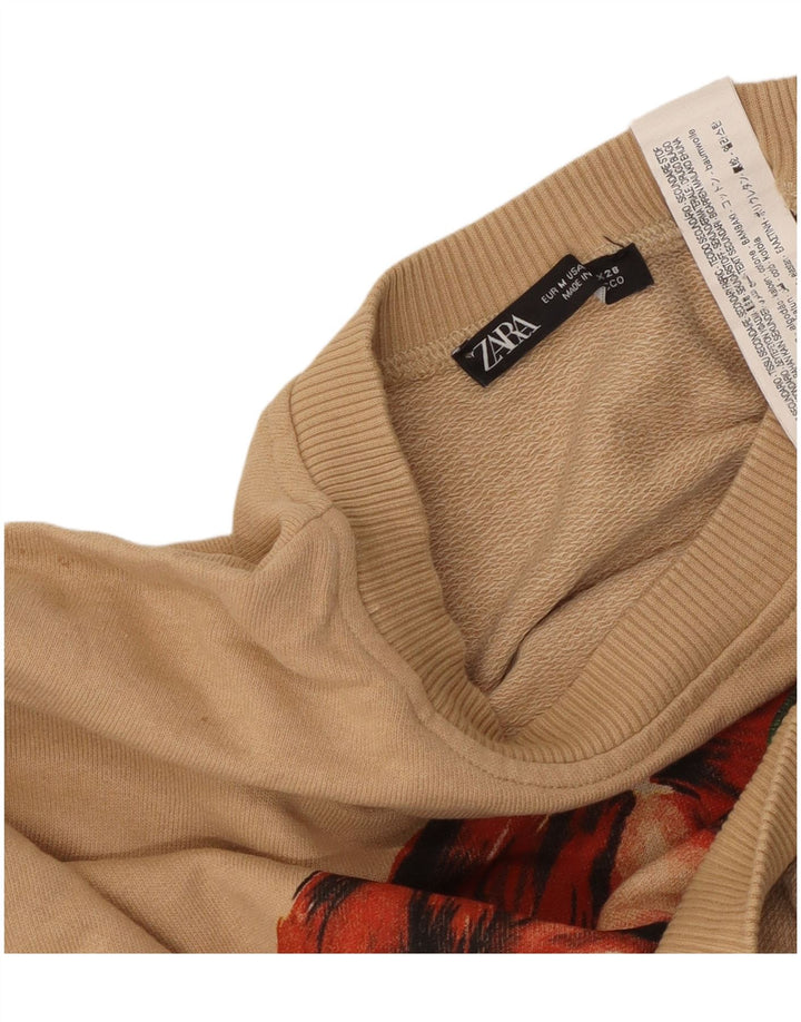 Felpa con grafica corta oversize da donna ZARA, taglia UK 14, beige medio
