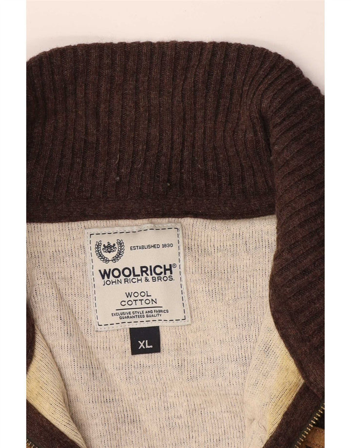 Maglione cardigan grafico da uomo Woolrich XL in lana marrone