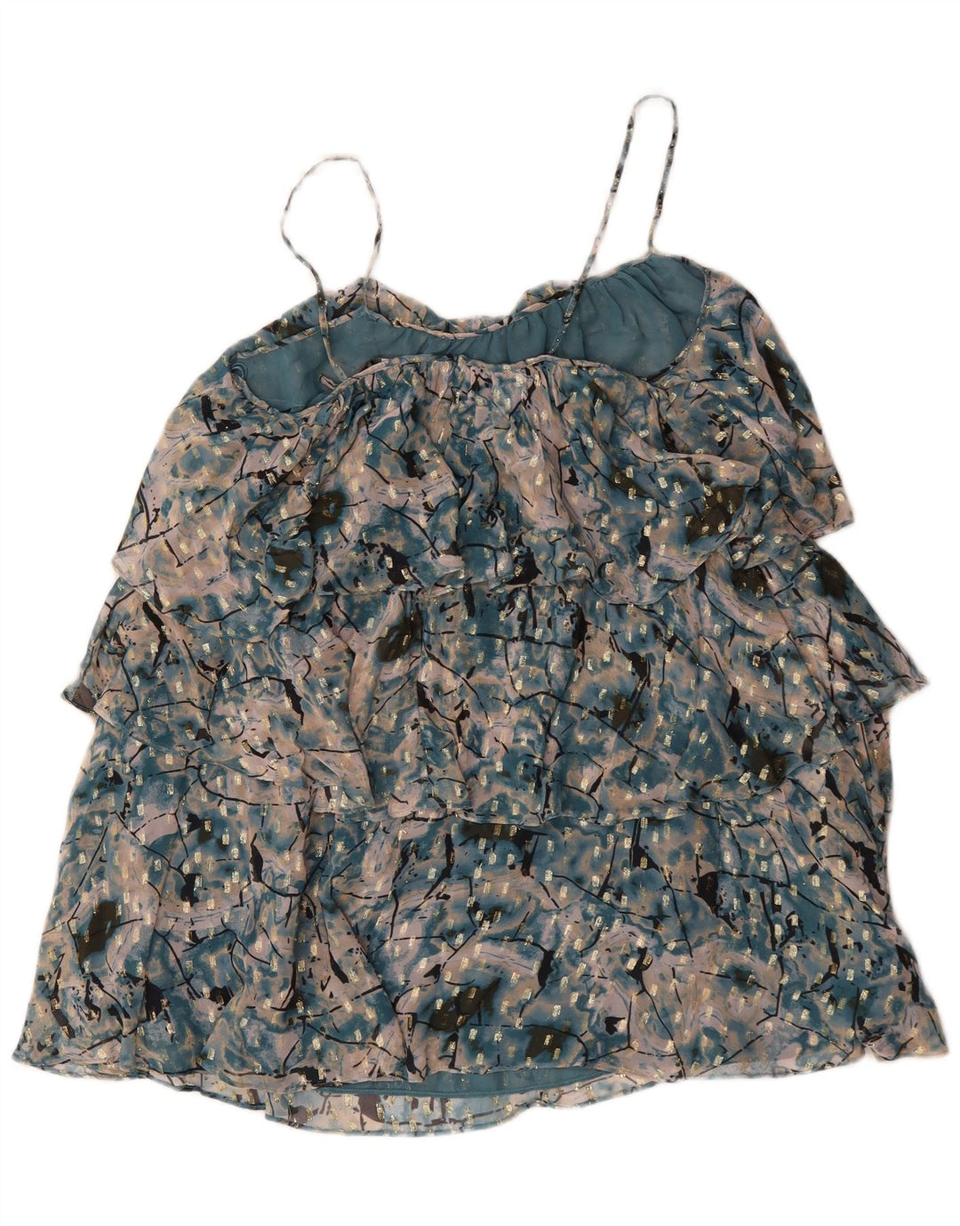 Abito a strati da donna Zara con motivo astratto UK 16 grande poliestere verde