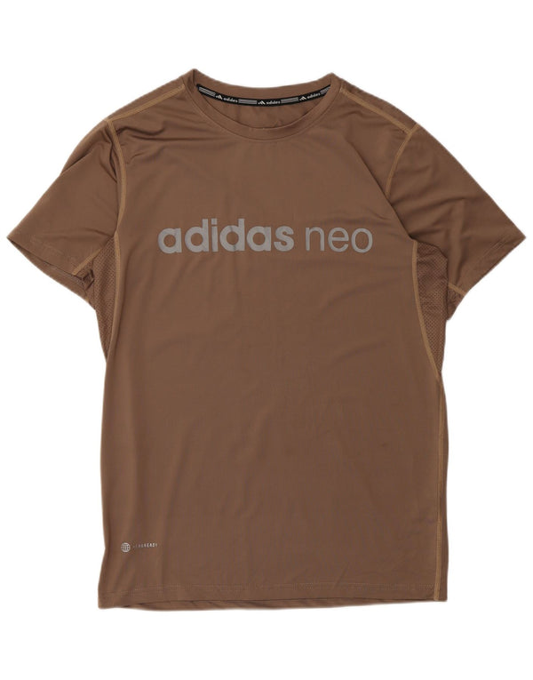 T-shirt grafica Adidas Aeroready da uomo, grande, in poliestere marrone