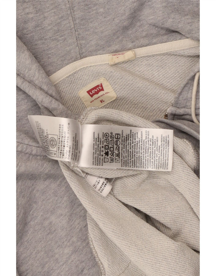 Maglione con cappuccio e zip da uomo Levi's XL in cotone chiazzato grigio