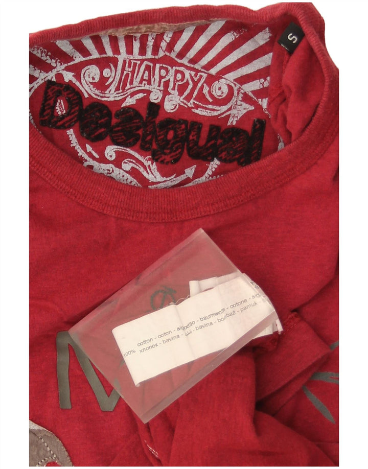Desigual T-shirt grafica da uomo Top piccola rossa in cotone