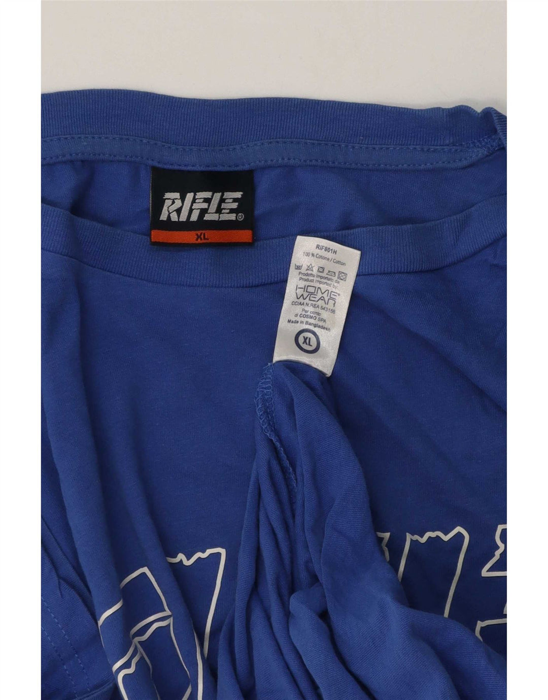 T-shirt grafica da uomo Rifle Top XL in cotone blu