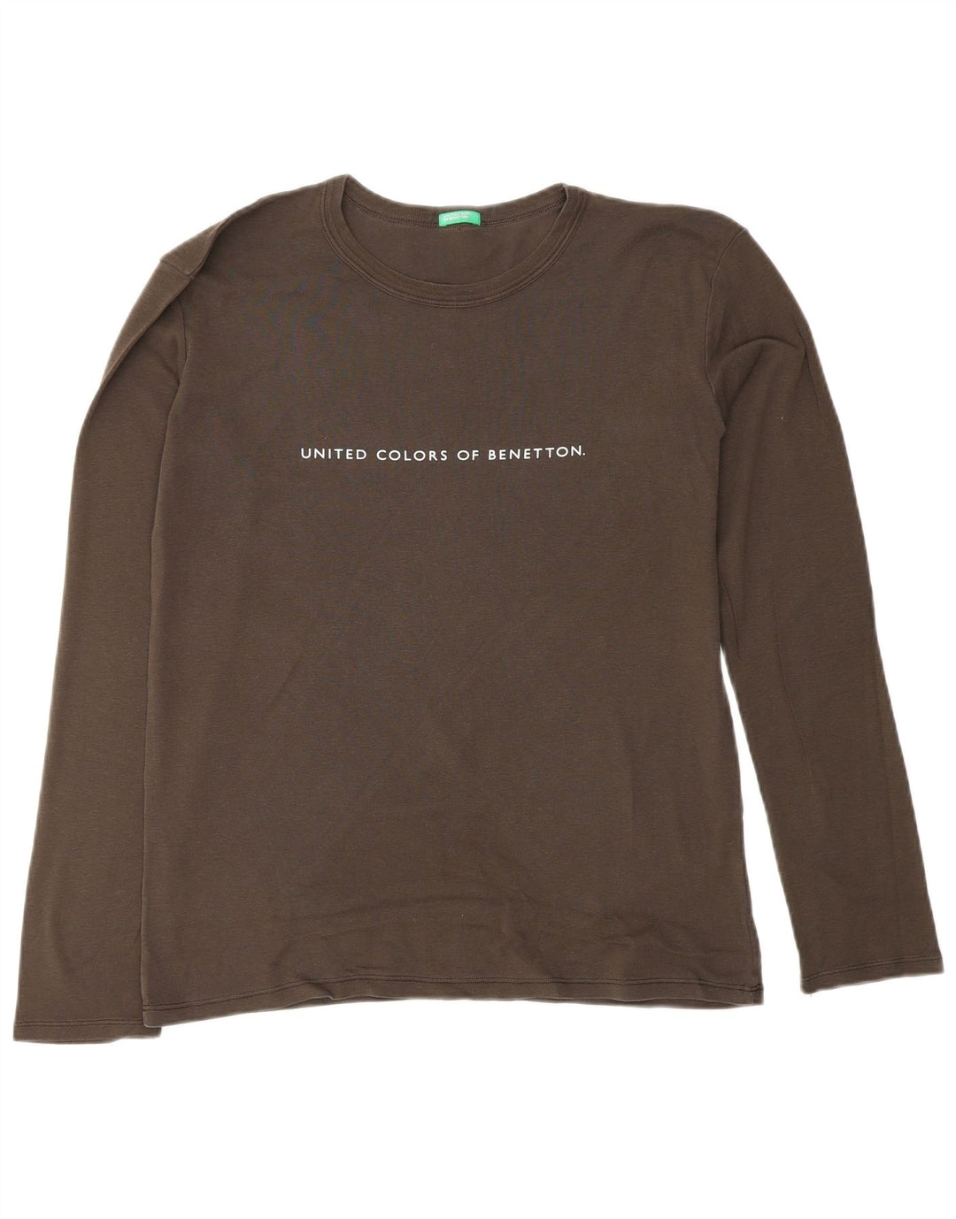 BENETTON Womens Graphic Top Long Sleeve UK 12 Medium Grey Vintage Benetton and Second-Hand Benetton from Messina Hembry 
