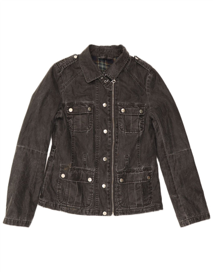 Topshop Giacca in denim da donna UK 8 Small Nero Poliacrilico