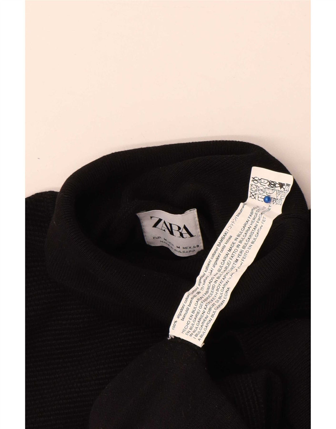 Maglione maglione collo alto da donna Zara UK 14 cotone nero medio
