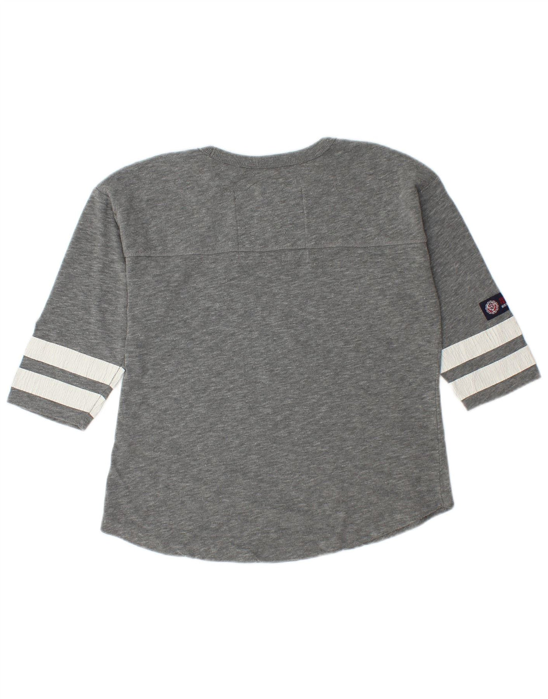 Top grafico da donna Superdry manica 3/4 UK 14 cotone grigio medio