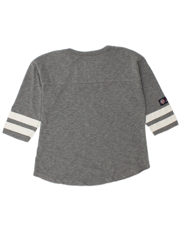 Top grafico da donna Superdry manica 3/4 UK 14 cotone grigio medio