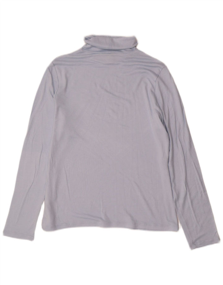 Marks & Spencer Top da donna con collo alto a maniche lunghe UK 16 Large in viscosa blu
