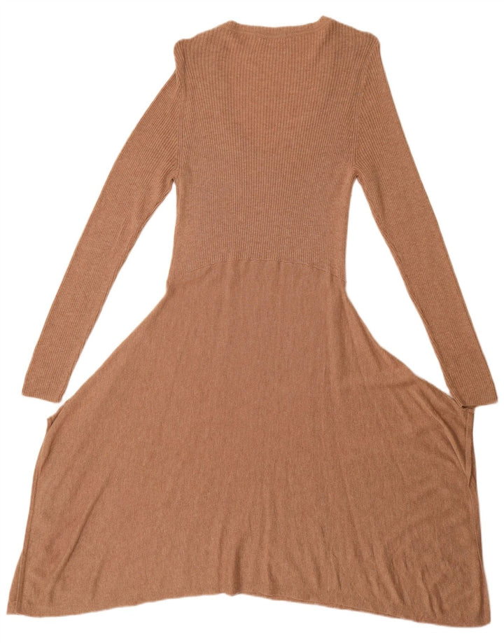 Abito maglione da donna Marks & Spencer UK 14 Viscosa marrone medio