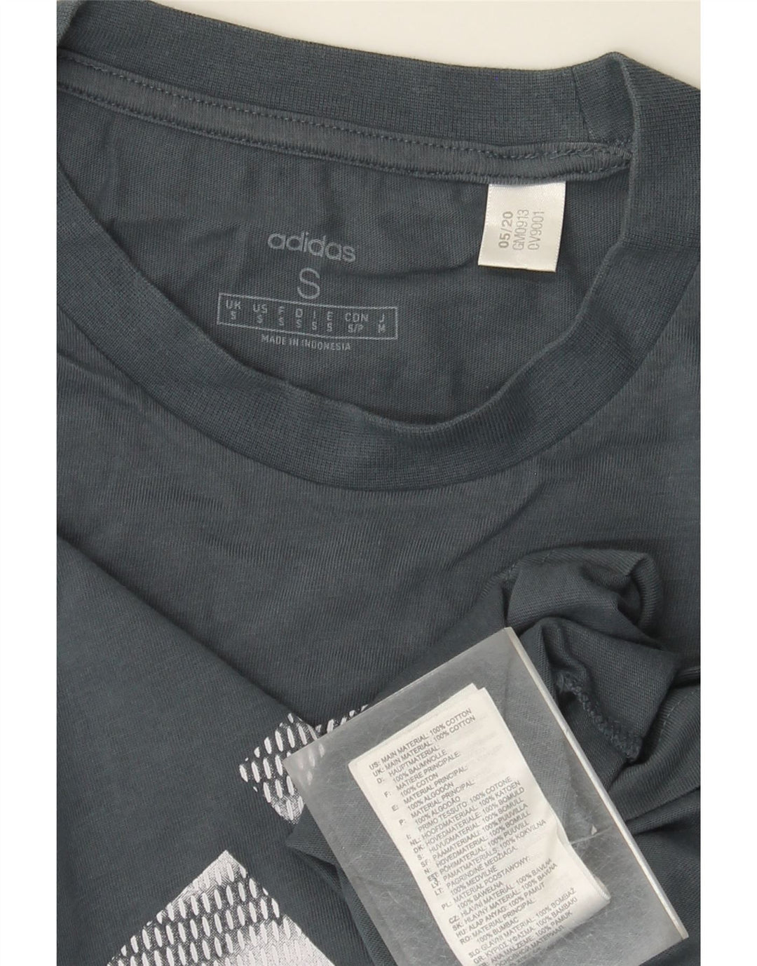 T-shirt grafica da uomo Adidas Top piccola in cotone blu