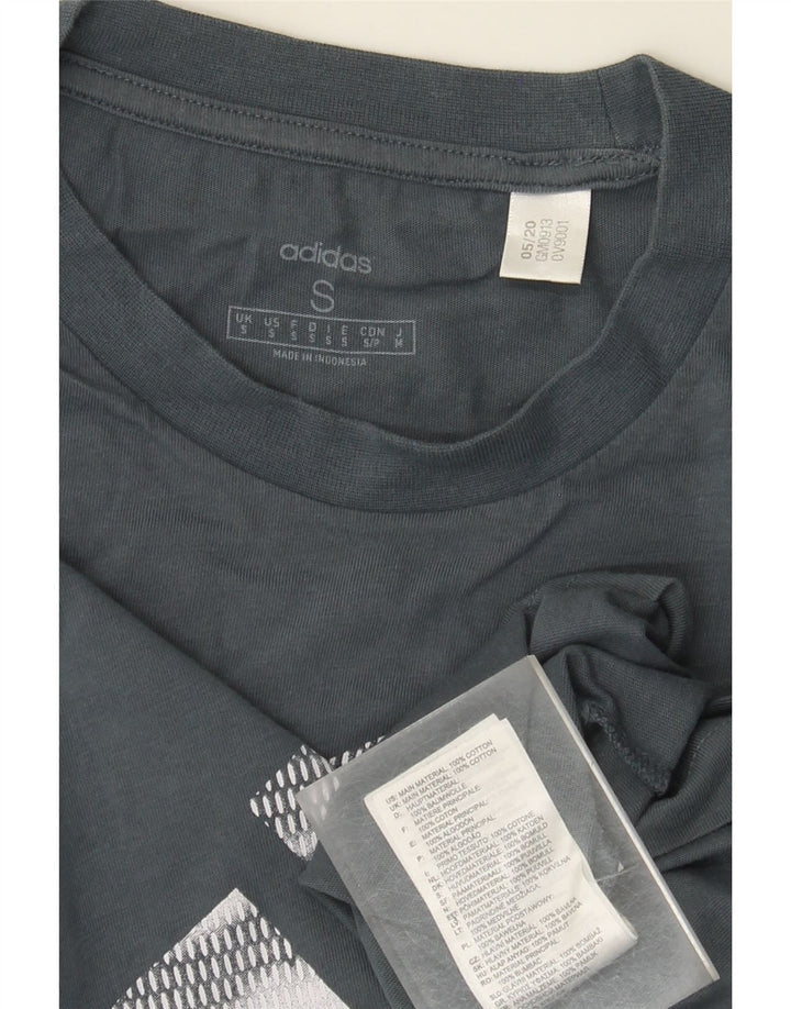 T-shirt grafica da uomo Adidas Top piccola in cotone blu