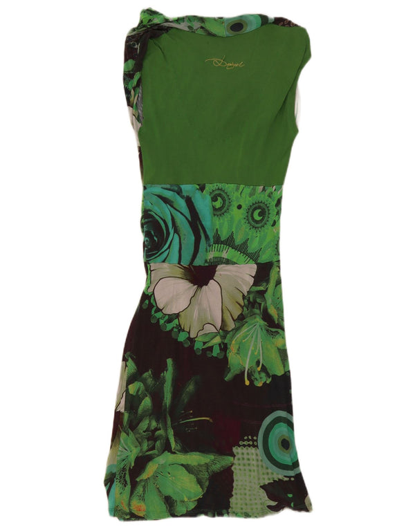 Desigual Abito da donna senza maniche con grafica a trapezio UK 6 XS Verde geometrico