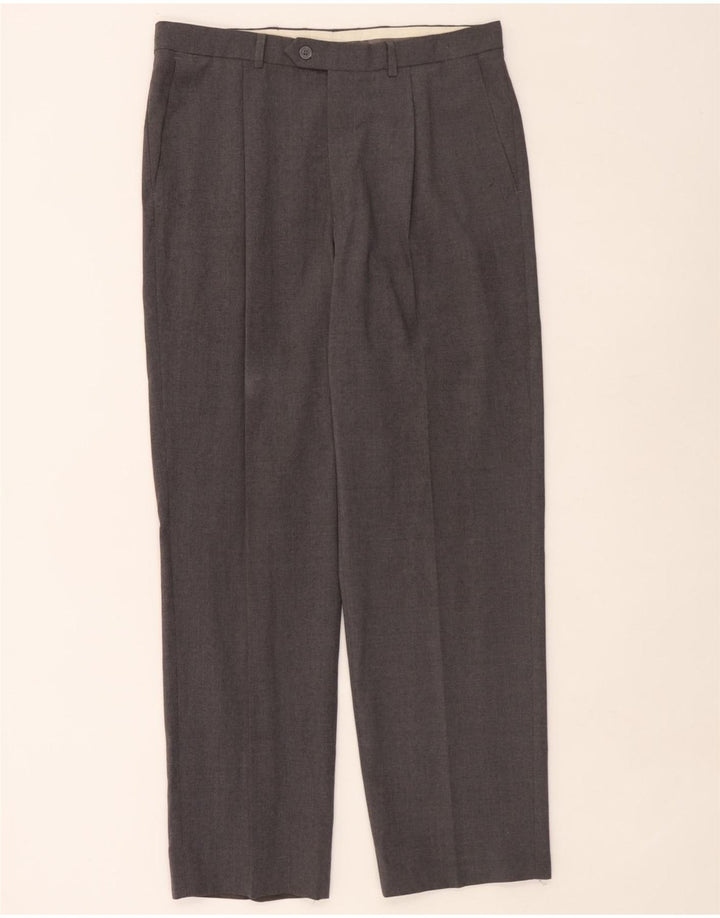 Pantaloni da abito con pegging da uomo Marks & Spencer W34 L31 poliestere grigio