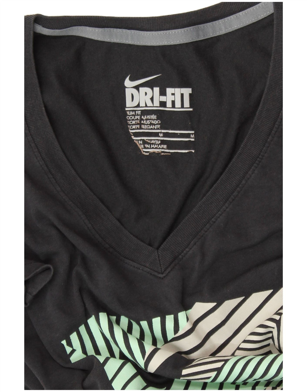 T-shirt grafica NIKE Dri Fit Slim Fit da donna, taglia UK 12, media, nera