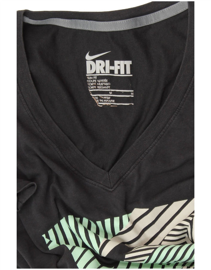 T-shirt grafica NIKE Dri Fit Slim Fit da donna, taglia UK 12, media, nera