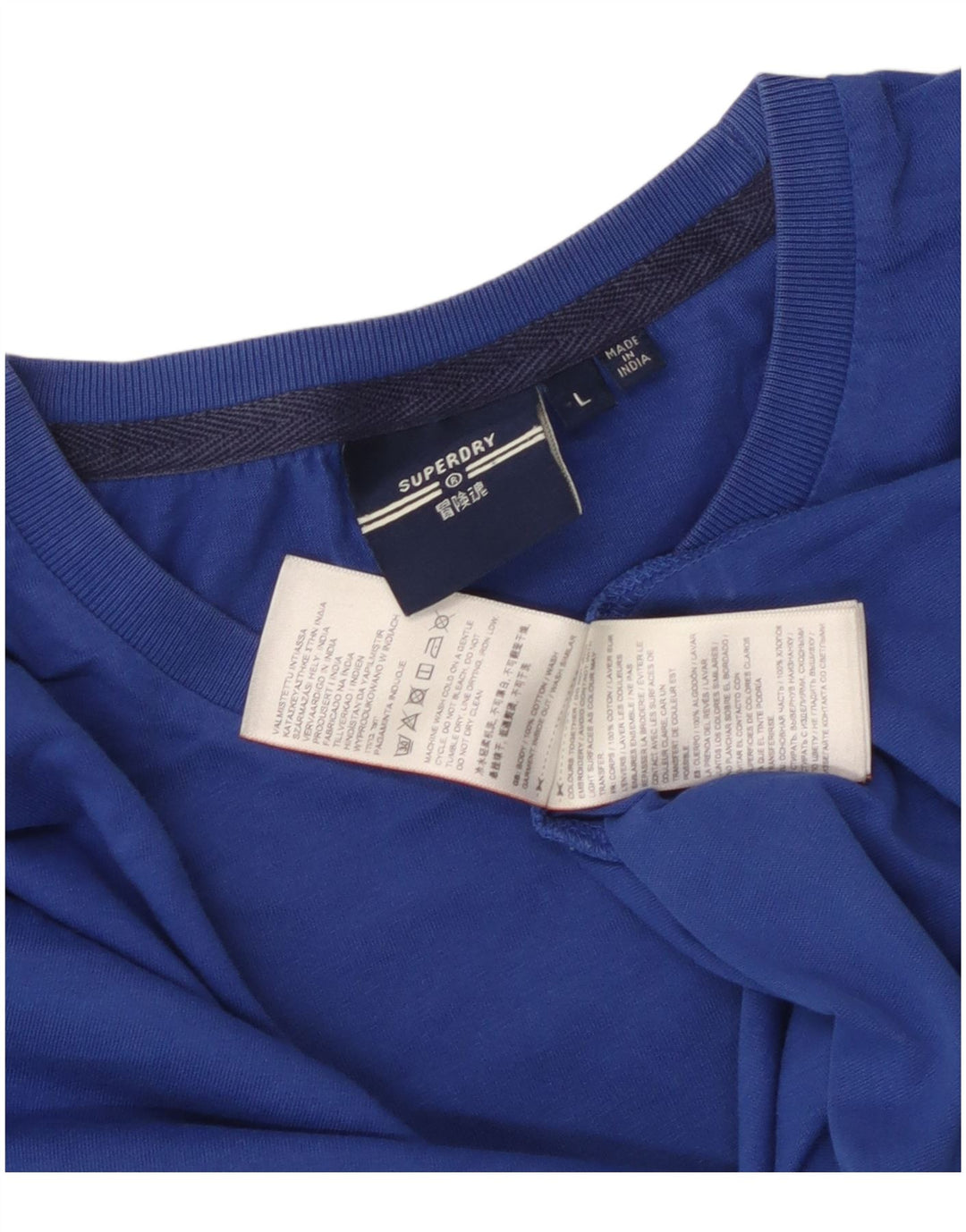T-shirt da uomo Superdry Top Large in cotone blu