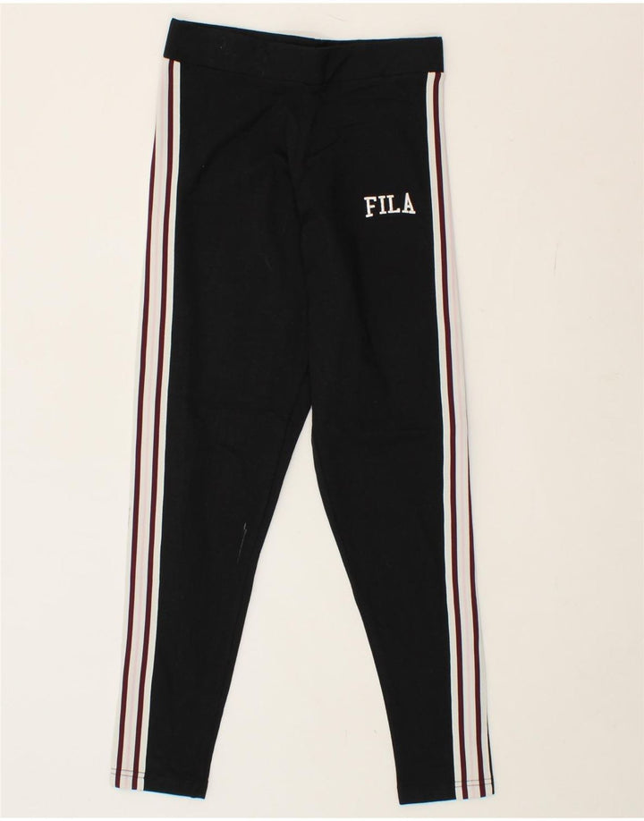 FILA Womens Leggings UK 10 Small Black Striped Cotton Vintage Fila and Second-Hand Fila from Messina Hembry 