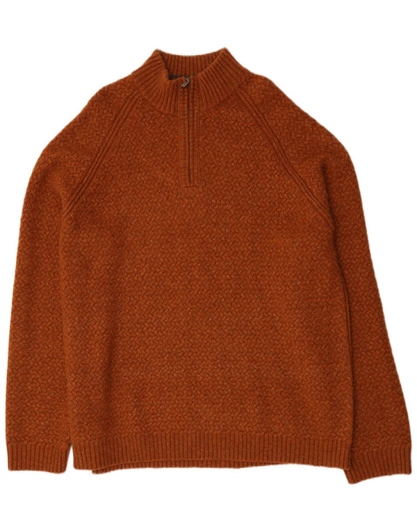 Maglione maglione con zip da uomo Fat Face 3XL marrone Chevron