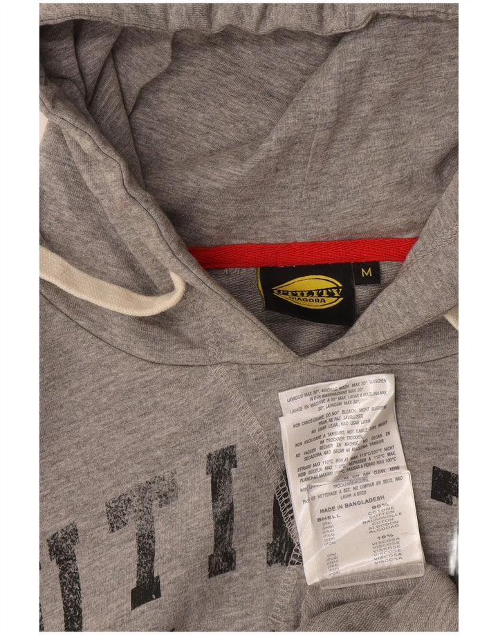Felpa con cappuccio grafica da uomo Diadora in cotone grigio medio