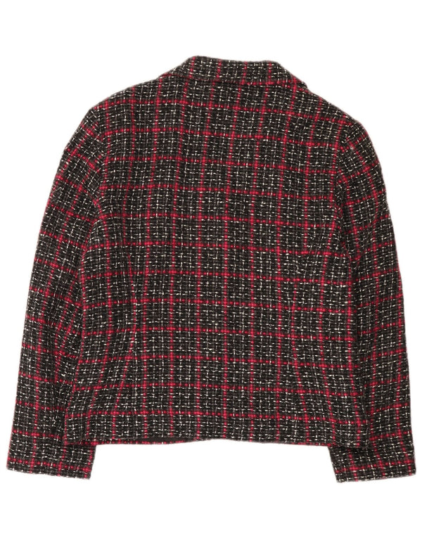 Giacca blazer da donna a 4 bottoni Etam UK 16 grande viscosa a quadri neri