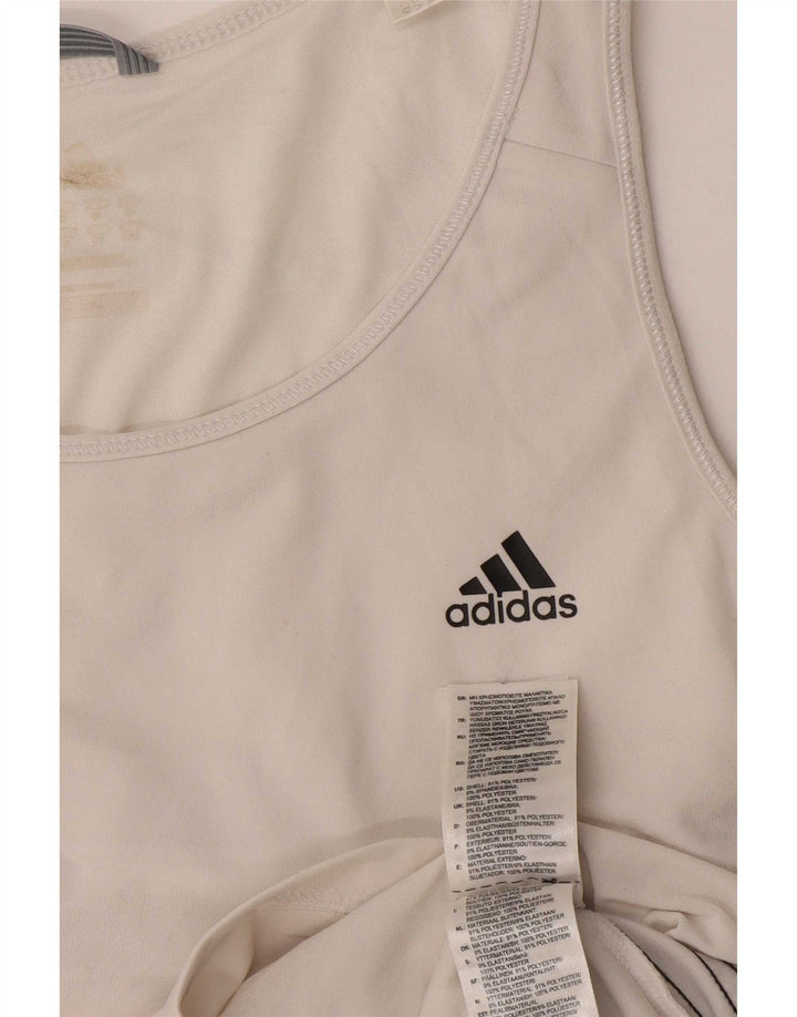Canottiera Adidas da donna UK 10 piccola bianca in poliestere