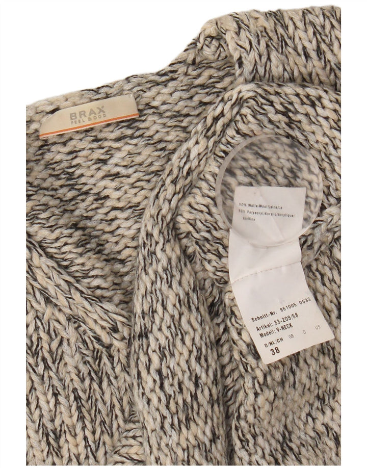 Maglione da donna con scollo a V Brax EU 38 Lana screziata grigio medio