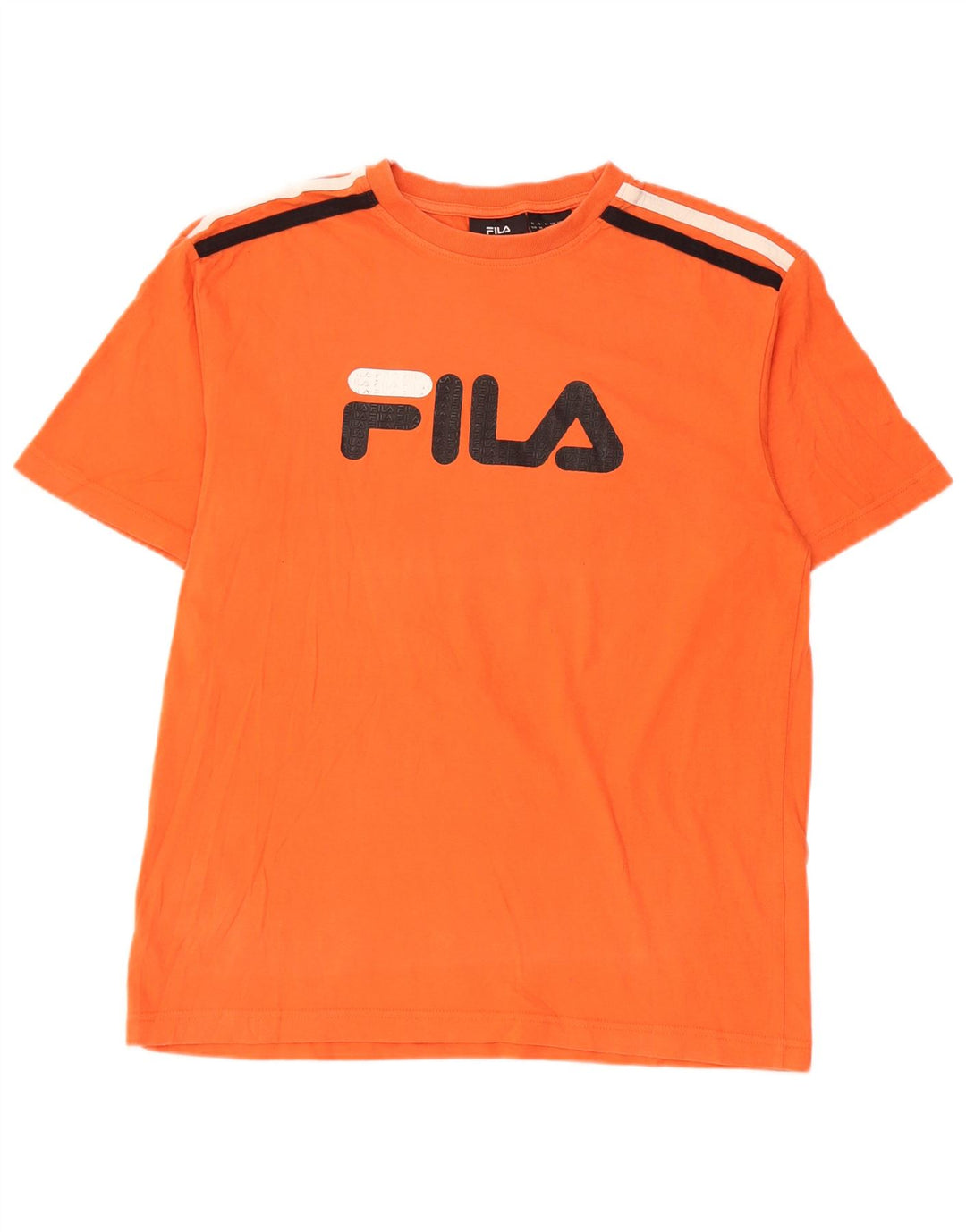 T-shirt grafica da uomo Fila Top in cotone a righe arancioni medie