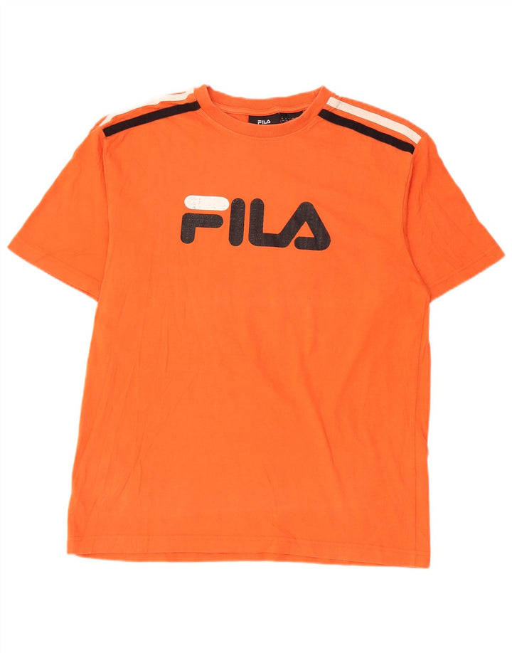 T-shirt grafica da uomo Fila Top in cotone a righe arancioni medie