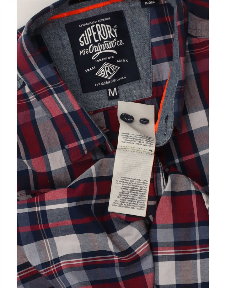 Camicia da uomo Superdry Medium in cotone a quadri blu navy