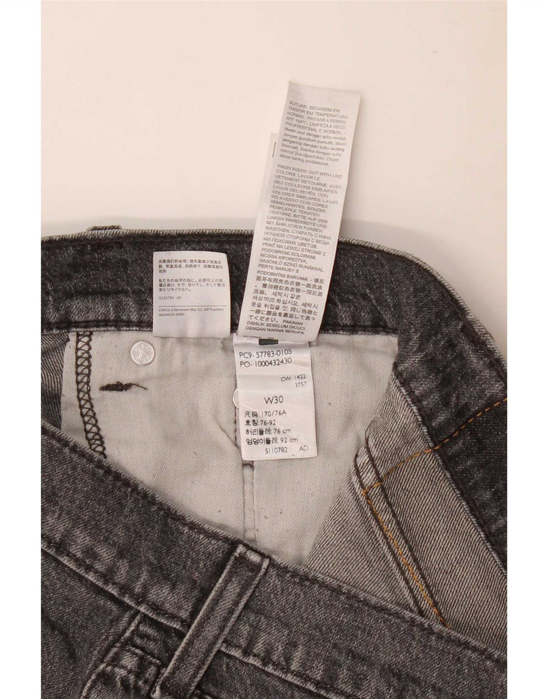 Levi's Uomo 502 Jeans dritti W30 L29 Cotone grigio